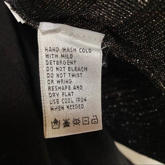 August Silk Black & Gray Metallic Striped 3/4 Sleeve Cardigan Sweater Size L - Picture 7 of 12